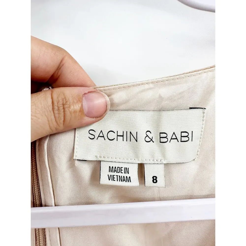 Sachin & Babi Alli Gown in‎ Champagne Size 8 NWT